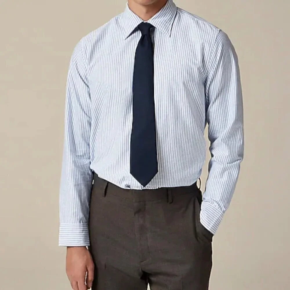 J. Crew Ludlow Premium Large Men Striped Dress Shirt Office Business
